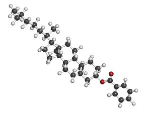 Cholesteryl benzoate liquid crystal molecule, chemical structure. 