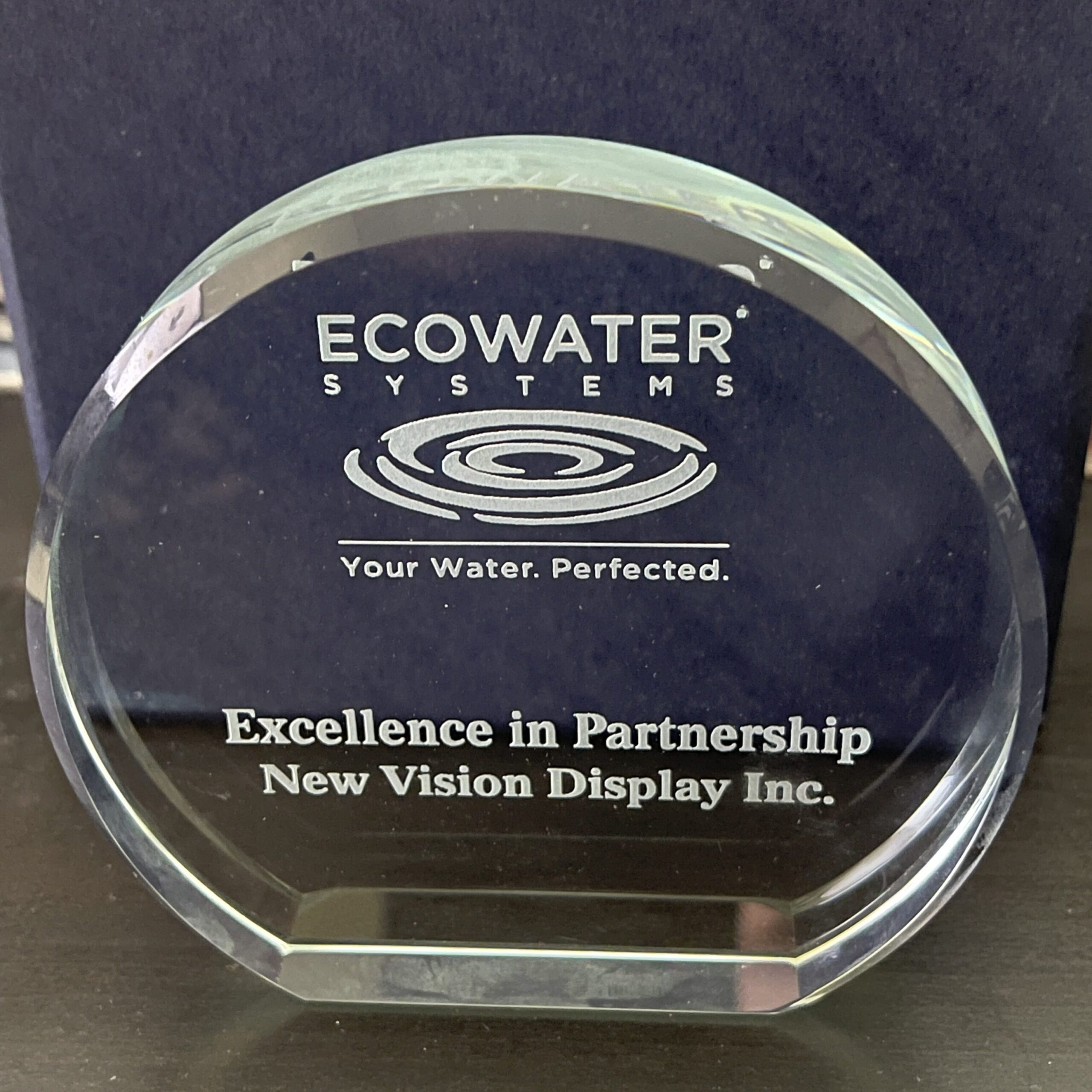 Ecowater Award for Excellence in Partnership given to New Vision Display Inc. in April 2025